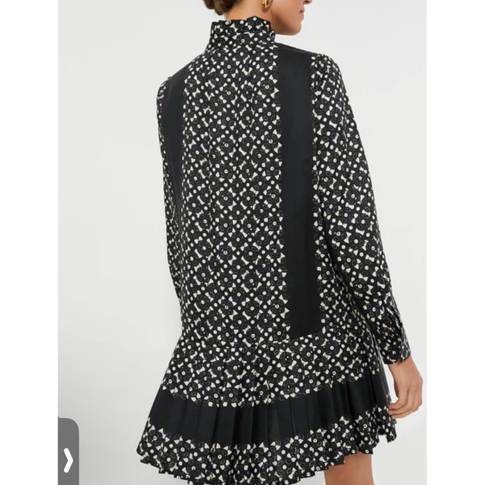NWOT Tuckernuck Black Geo Tate Tencel Long Sleeve Drop Waist Mini Dress XL - Picture 2 of 11